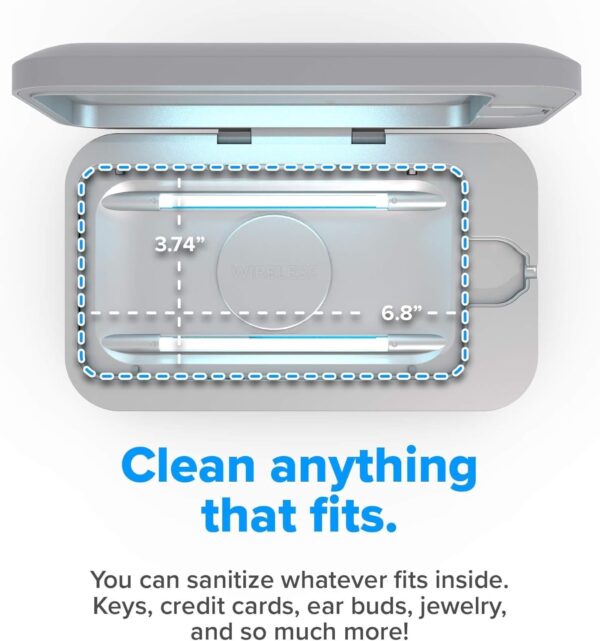 PhoneSoap Wireless UV Phone Sanitizer & Universal Phone Charger Box with Qi Charging | Patented & Clinically Proven 360-Degree UV-C Light Sanitizer | Disinfects and Charges All Phones (Gunmetal Grey) - Image 4