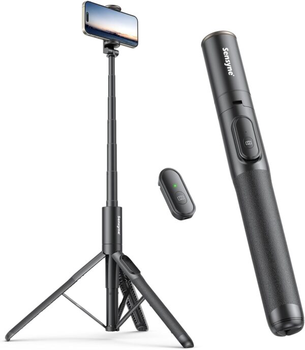 "Versatile 60-Inch Sensyne Tripod & Selfie Stick: Your Ultimate Companion for Photos, Vlogs, and Live Streaming!"