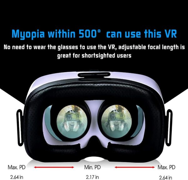 VR Headset for Phone, Compatible with iPhone Samsung and Android 3D Virtual Reality for Kids and Adults VR Goggles for Smartphone /4.5-6.3in Eyes Protected Anti-Blue HD Lenses - Image 4