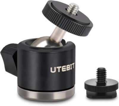 Elevate Your Photography: UTEBIT 360° Mini Ball Head Tripod Adapter - Sleek Aluminium Design for DSLRs and More!
