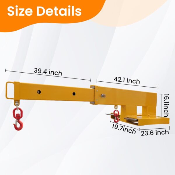 Versatile 6600lb Forklift Jib Boom Crane: Elevate Your Warehouse Efficiency with Dual Hook Mobility! - Image 7