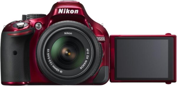 Vivid Adventures Await: Nikon D5200 DSLR with 18-55mm VR Lens in Eye-Catching Red - Image 3