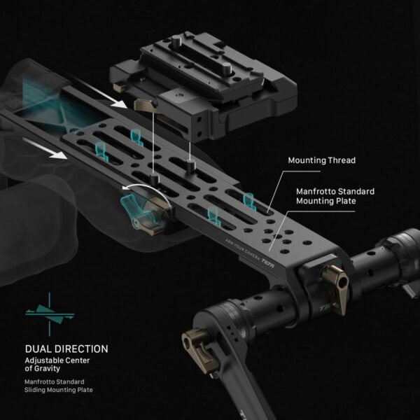 Tilta Lightweight Shoulder Rig | Foldable | Aviation Grade Aluminum Alloy | Dual Quick Release | 15mm Rod Mount/NATO Rail Adapter | Compatible with Manfrotto/Arca | TA-LSR-B - Image 3