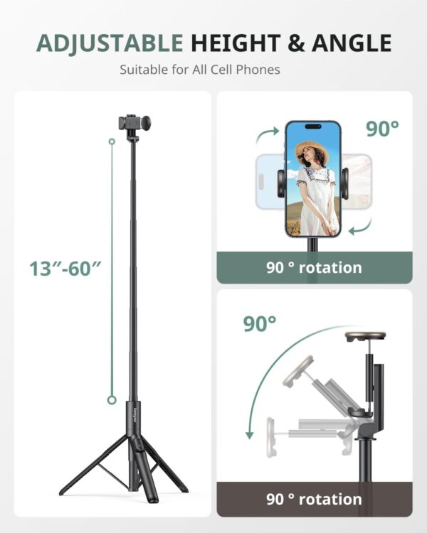 "Versatile 60-Inch Sensyne Tripod & Selfie Stick: Your Ultimate Companion for Photos, Vlogs, and Live Streaming!" - Image 5