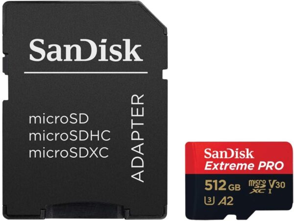 SanDisk Extreme PRO microSDXC UHS-I Memory Card 512 GB + Adapter & RescuePRO Deluxe (for Smartphones, Action Cameras or Drones, A2, Class 10, V30, U3, 200 MB/s Transfer) - Image 3