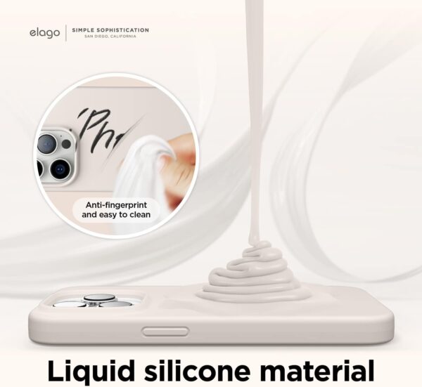 "Stone-Colored Serenity: Ultimate Liquid Silicone Case for iPhone 14 Pro Max – Shockproof, Slim & Protective!" - Image 4