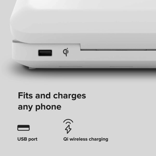 PhoneSoap Wireless UV Phone Sanitizer & Universal Phone Charger Box with Qi Charging | Patented & Clinically Proven 360-Degree UV-C Light Sanitizer | Disinfects and Charges All Phones (Gunmetal Grey) - Image 3