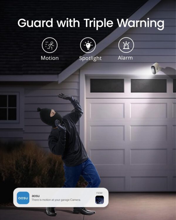 "Empower Your Home: AOSU 3K/5MP Solar Security Camera System with Ultra HD Clarity and Advanced Night Vision!" - Image 7