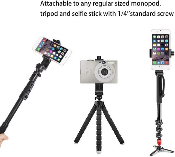 Ailun Phone Holder/Vertical and Horizontal Tripod Mount Adapter Rotatable Bracket with 1/4 inch Screw, Adjustable Clip for iPhone, Android Cell Phone, Selfie Stick, Camera Stand - Image 5