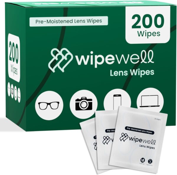 Crystal Clear Care: Streak-Free Anti-Fog Wipes for All Your Lenses – On-the-Go Convenience in 200 Individually Wrapped Packs!