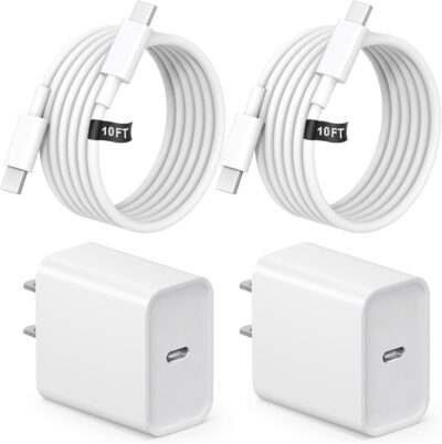 Power Up: 10FT Fast Charging USB-C Charger Duo for iPhone 15 & 16 Series!