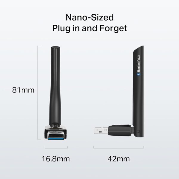 TP-Link USB Bluetooth Adapter for PC, Bluetooth 5.3 Long Range Receiver, Plug and Play, Adjustable Antenna, Supports Windows 11/10/8.1/7 for Desktop, Laptop, PS5/PS4/Xbox Controller (UB500 Plus) - Image 3
