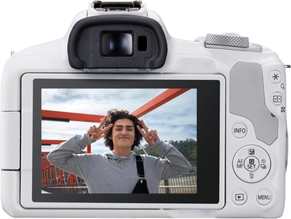 Capture Every Moment: The Canon EOS R50 Mirrorless Camera Kit with Versatile RF-S18-45mm Lens in Stunning White - Image 4