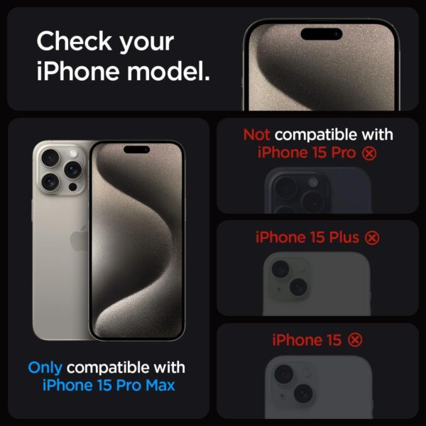 Spigen Tempered Glass Screen Protector [GlasTR EZ FIT] designed for iPhone 15 Pro Max [Case Friendly] - 2 Pack - Image 3