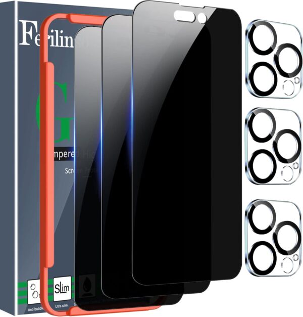 "Ultimate Privacy Shield: Ferilinso 3-Pack Tempered Glass Protectors for iPhone 14 Pro Max"