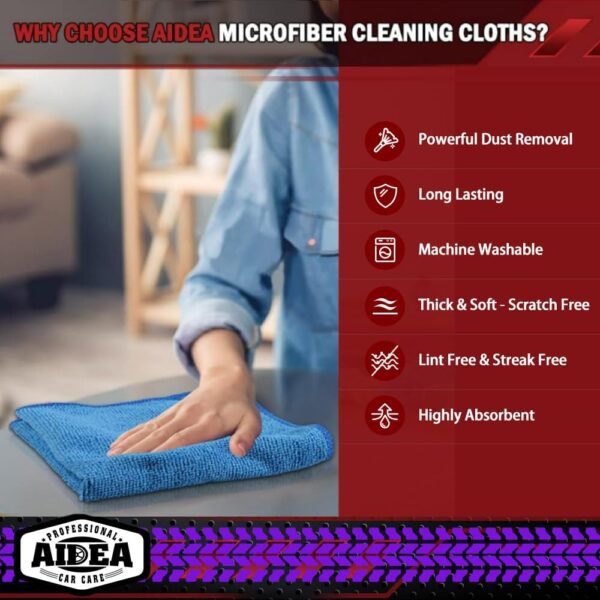 Ultimate AIDEA Microfiber Magic: 50 Premium Cleaning Cloths for Every Surface! - Image 3