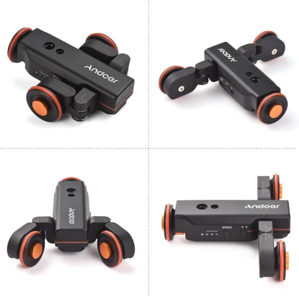 Andoer Camera Dolly with Phone Holder, Scale Indication, 3 Speeds Motorized Dolly Car with Remote Control - Compatible with iPhone, DSLR, Camcorder, Gopro, Insta, Android Smartphone - Image 8