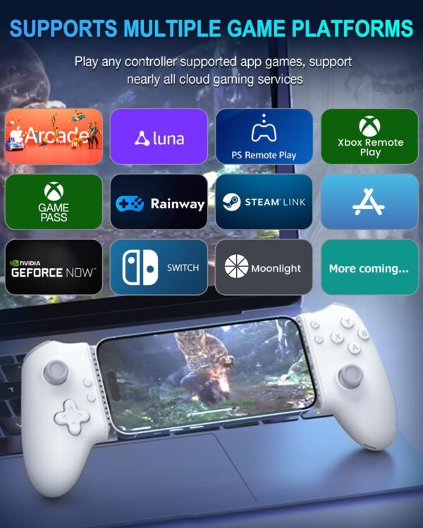 ATUTEN Phone Gaming Controller for iPhone 15/16 and Android (USB-C), Turn Your Phone into a Gaming Console, Play Ps Portal, Roblox, Cloud Game, Xbox, App Games, Dual Hall Linear Trigger - Image 2