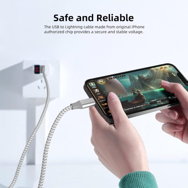 "Power Up: Premium 10ft Nylon Braided iPhone Charger Trio – Fast Charging & Apple MFi Certified!" - Image 5