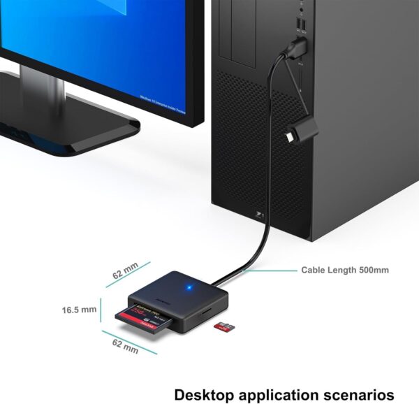 Memory Card Reader, BENFEI 4in1 USB 3.0 and USB-C to SD Micro SD MS CF Card Reader Adapter, 4 Cards Simultaneously Read and Write, Compatible with iPhone 15 Series, MacBook Pro/Air 2023, and More - Image 4