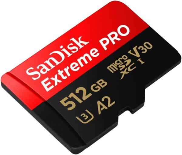 SanDisk Extreme PRO microSDXC UHS-I Memory Card 512 GB + Adapter & RescuePRO Deluxe (for Smartphones, Action Cameras or Drones, A2, Class 10, V30, U3, 200 MB/s Transfer) - Image 2