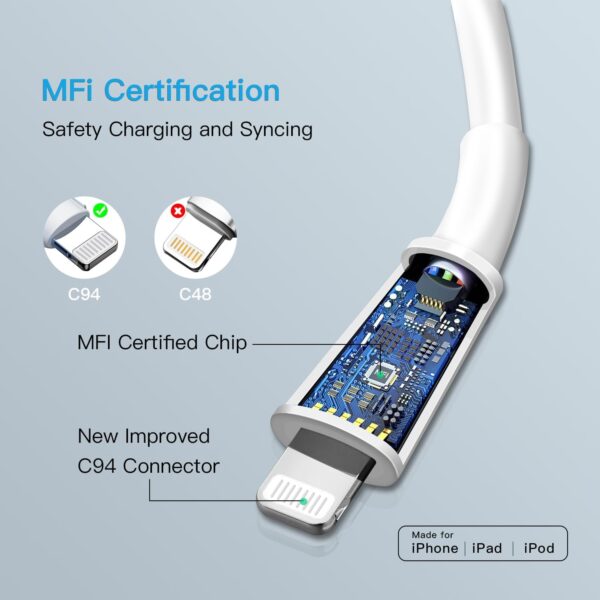 Ultimate 3-Pack 6FT MFi Certified Lightning Cables: Fast Charge Your iPhone and iPad in Style! - Image 3