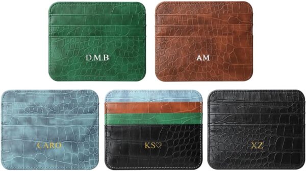 Elegant Minimalist Leather Wallet: Custom Gold & Silver Initial Card Holder for Every Pocket - Image 5