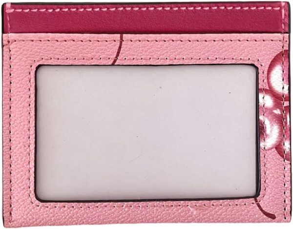 Slim Card Case for Women Leather Credit Card Holder With Cherry Print (Red) - Image 2