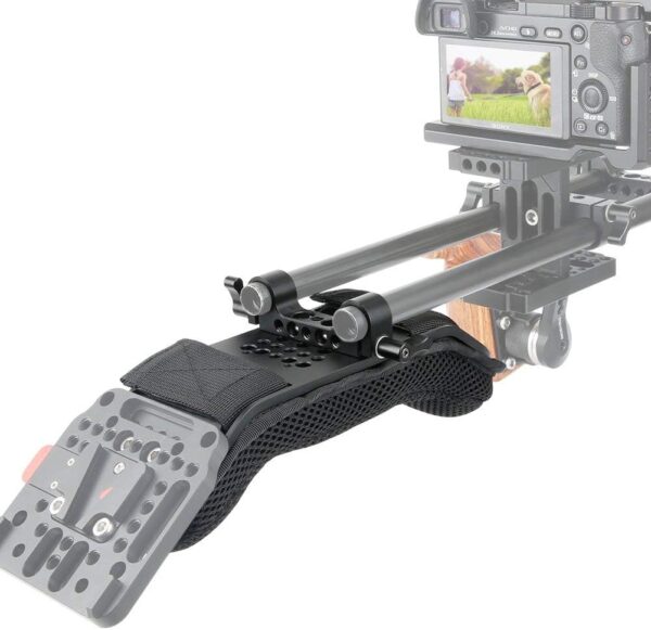 NICEYRIG 15mm Shoulder Pad Support System for DSLR Camera Cinema Camcorder, Shoulder Mount Rig with Base Plate, Aluminum Alloy 16'' 15mm Rod, Handle Set - 435 - Image 8