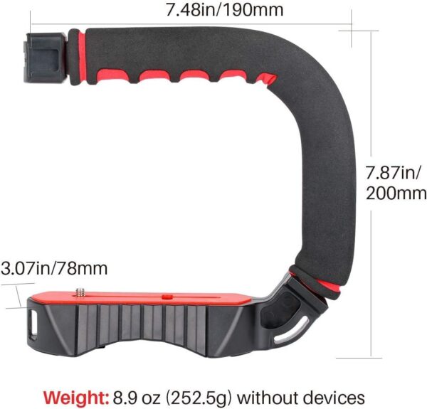 ULANZI U-Grip Pro Handheld Video Rig Steadicam with Triple Cold Shoe, Stabilizing Handle Grip Compatible for iPhone 16 15 14 13 12 Pro Max Xs 8 7 plus Action Camera 13 10 Canon Nikon Sony DSLR Cameras - Image 4