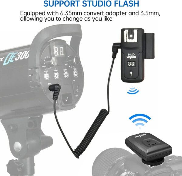 Godox CT-16 Wireless Radio Flash Trigger Receiver Kit,Fit Compatible for Canon Nikon Pentax DSLR Camera Studio 3 in 1 Flash Transmitter and Receiver - Image 4