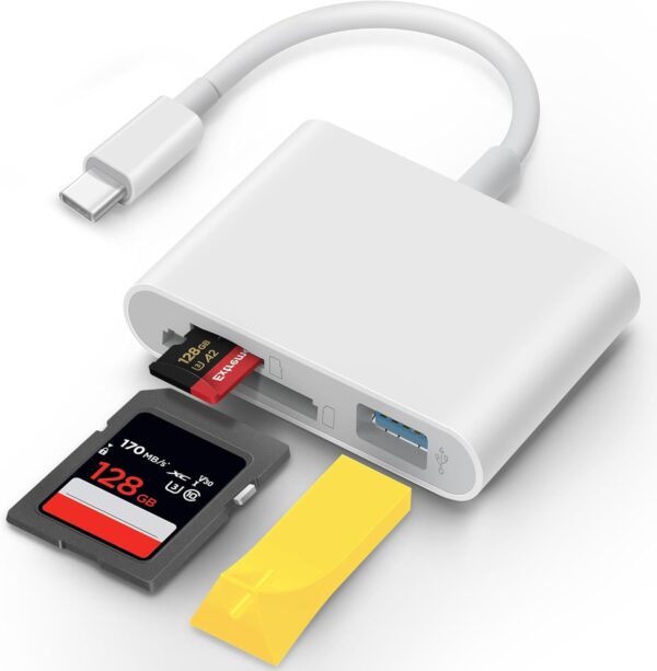 "Ultimate 3-in-1 USB-C SD Card Reader: Your Go-To Adapter for iPhone 15/16, iPad, Mac & More!"