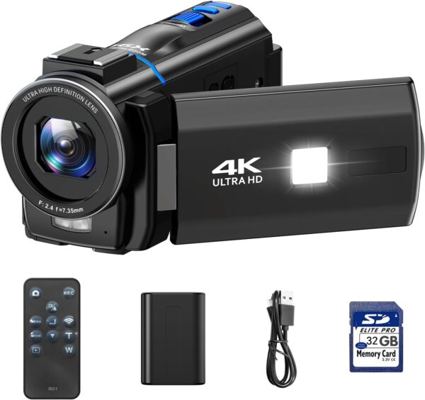 "Ultimate 4K 30fps Video Camcorder: Night Vision, 16X Zoom & 270° Touch Screen – Perfect for YouTube Creators!"