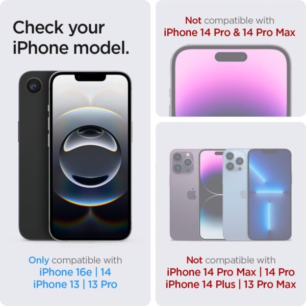 Spigen Tempered Glass Screen Protector [GlasTR EZ FIT] designed for iPhone 16e / iPhone 14 / iPhone 13 Pro/iPhone 13 [2 Pack] - Image 2