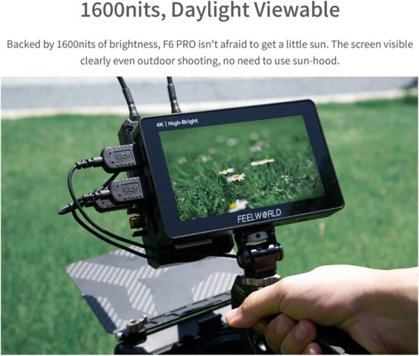 Illuminate Your Filmmaking: FEELWORLD F6 Pro 4K Touch Screen Monitor with NP-F970 Battery & Storage Package - Image 6