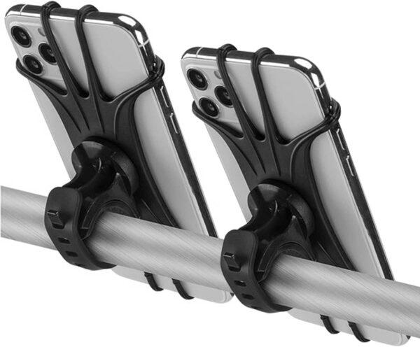 Dual Universal Bike Phone Mounts: 360° Rotating Silicone Holders for iPhone & Samsung - Fits 4.7-6.8" Devices with Effortless Setup!