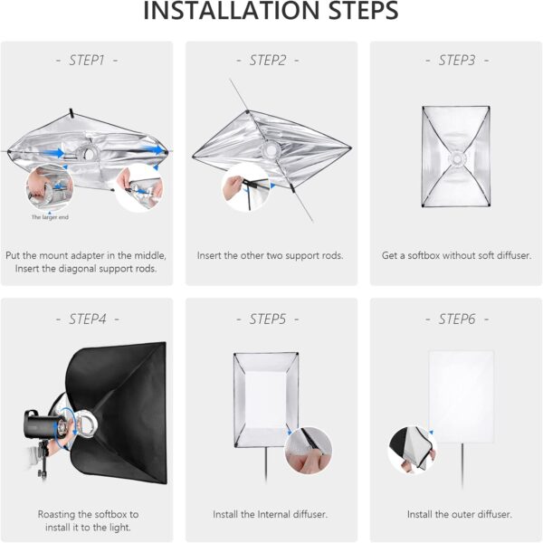 NEEWER 24”x35” (60x90cm) Rectangular Softbox, Studio Monolight Softbox with Bowens Mount, Diffuser & Carrying Bag for Portrait Product Photography, Compatible with S101-400W/300W, SL-70W, CB60/100/150 - Image 6