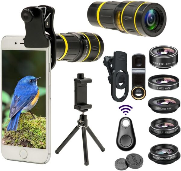 Ultimate 6-in-1 Clip-On Lens Bundle: Elevate Your Smartphone Photography with 18x Zoom and Tripod!