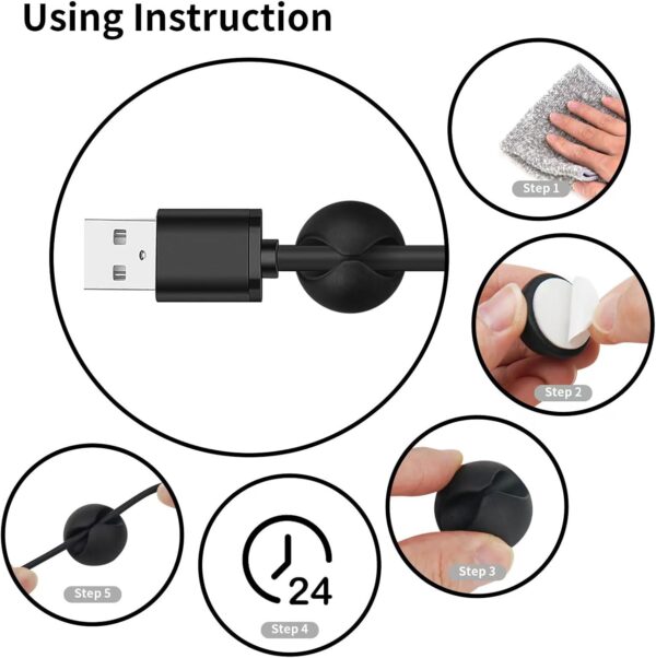 Tidy Up with Style: 12-Pack Black Adhesive Cable Clips for Clutter-Free Charging and Organizing! - Image 7