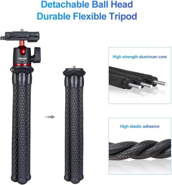 ULANZI Camera Tripod, Mini Flexible Stand with Hidden Phone Holder w Cold Shoe Mount, 1/4'' Screw for Magic Arm, Universal for iPhone 16 15 14 Pro Max XS Max X 8 Samsung Canon Nikon Sony Cameras - Image 4