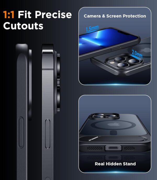 Temdan Magnetic Compatible with iPhone 13 Pro Max Case, [Built-in Invisible Kickstand][Compatible with MagSafe] [Military Grade Shockproof] Slim Translucent Matte Phone Case for iPhone 13 Pro Max 6.7" - Image 5