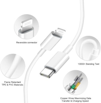 Rev Up Your Charging: 20W PD USB-C Wall Charger & 6FT Cable for iPhone 14/13/12 Series & Beyond! - 이미지 3