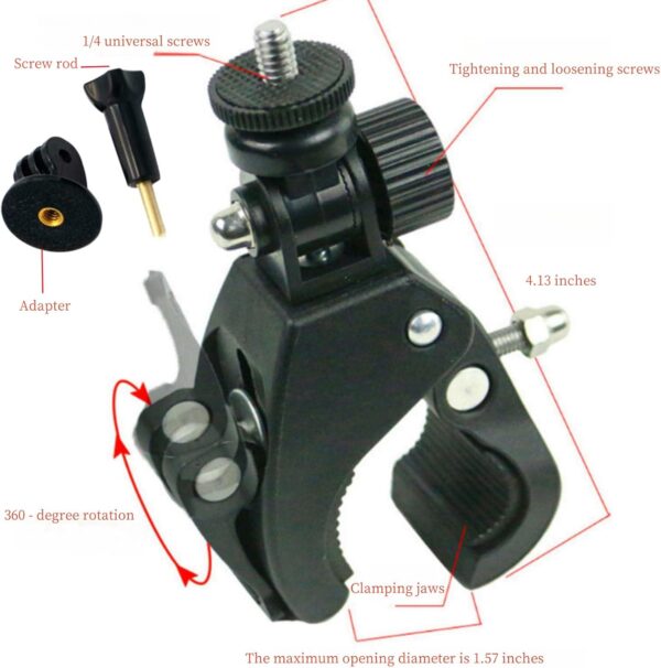 Versatile Action Camera Mount: Ultimate Handlebar Clamp for Insta360, GoPro, AKASO, DJI Osmo & More! - Image 5
