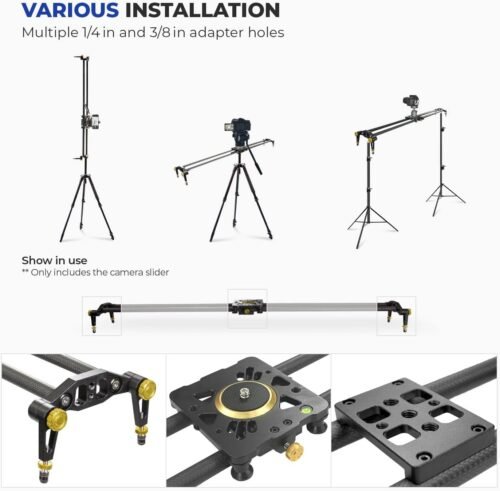 Elevate Your Filmmaking: LimoStudio's Enhanced 31.5" Carbon Fiber Camera Slider with Versatile Dolly Track and Precision Stabilizer - 이미지 3