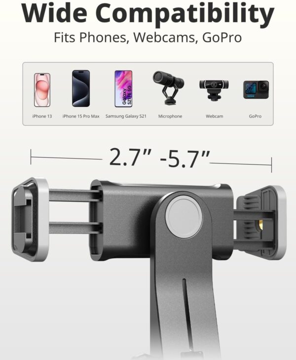 UBeesize 12’’ Ring Light with Overhead Phone Mount, LED Selfie Light with Stand and Phone Holder for iPhone and Laptop, Desk Light for Video Recording, Zoom Meeting, Live Streaming, Tiktok, YouTube - Image 6