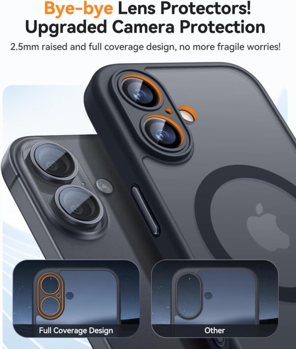 CANSHN Magnetic for iPhone 16 Case, Upgraded [Full Camera Protection] [Compatible with Magsafe] [Translucent Matte] Shockproof Protective Phone Case for iPhone 16 - Black - Image 3