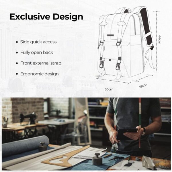 K&F Concept Camera Backpack, Camera Bags for Photographers Large Capacity Camera Case with Raincover,15-15.6 Inch Laptop Compartment Compatible for Canon/Nikon/Sony/DJI Mavic Drone(Backpack 20L) - Image 3