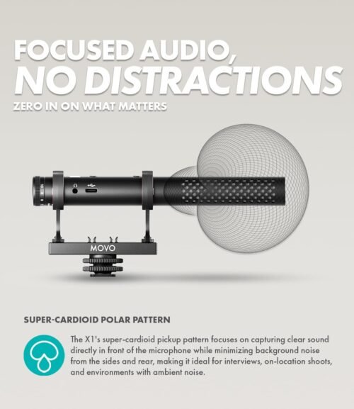 Unleash Superior Sound: Movo X1 Pro Shotgun Microphone for DSLR, Smartphones, and Computers - Complete Kit with Advanced Controls and Tripod! - 이미지 6