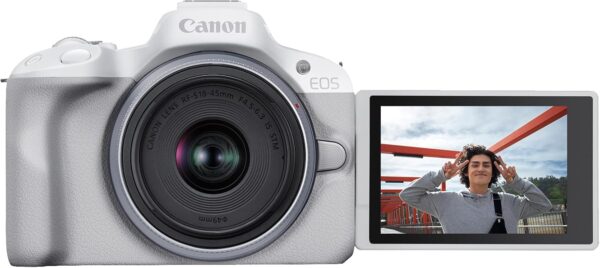 Capture Every Moment: The Canon EOS R50 Mirrorless Camera Kit with Versatile RF-S18-45mm Lens in Stunning White - Image 6
