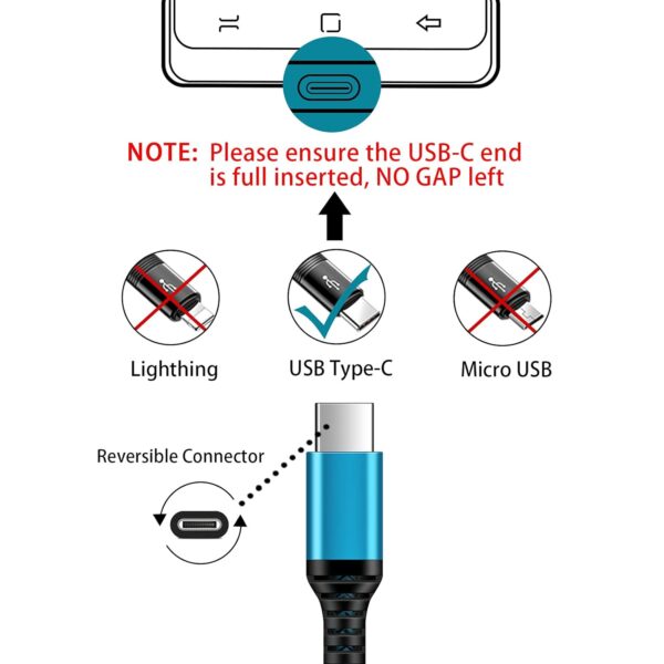 C Charger Cord Fast Charging USB Type C Cable Android Charger Cables 6FT 2Pack for Samsung Galaxy S25 S24 S23 S22 S21 S20 Ultra S20+ Note 20 10 S10 S9 Plus A12 A11 A52 Google Pixel 6 5 4 4a 3a XL - Image 2